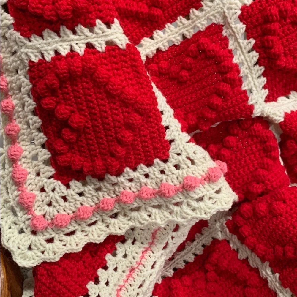 Cozy Red, Pink & Cream Heart Blanket